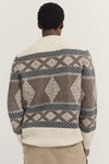 Chunky Wool Fair Isle Sweater - Taupe