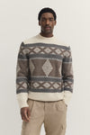 Chunky Wool Fair Isle Sweater - Taupe