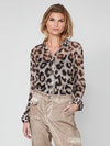 Rafia Leopard Mesh Long Sleeve Blouse - Seasand Mix