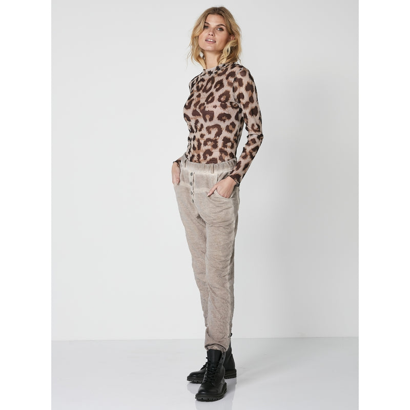 Rafia Leopard Mesh Long Sleeve Top - Seasand Mix