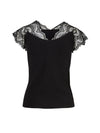 Sidse Knit Top with Lace Trim - Black