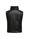 Tika High Collar Quilted Vest - Black