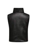 Tika High Collar Quilted Vest - Black