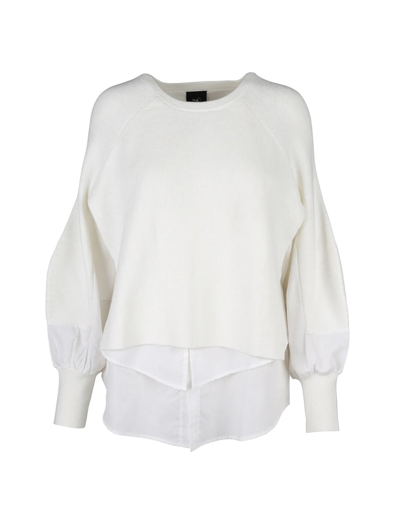 Tulipa Knit with Shirt Effect - Creme