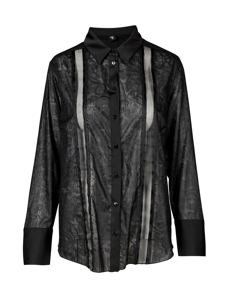 Valja Lace Detail Shirt - Black