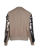 Yalia Lightweight Sequin Bomber Jacket - Mud
