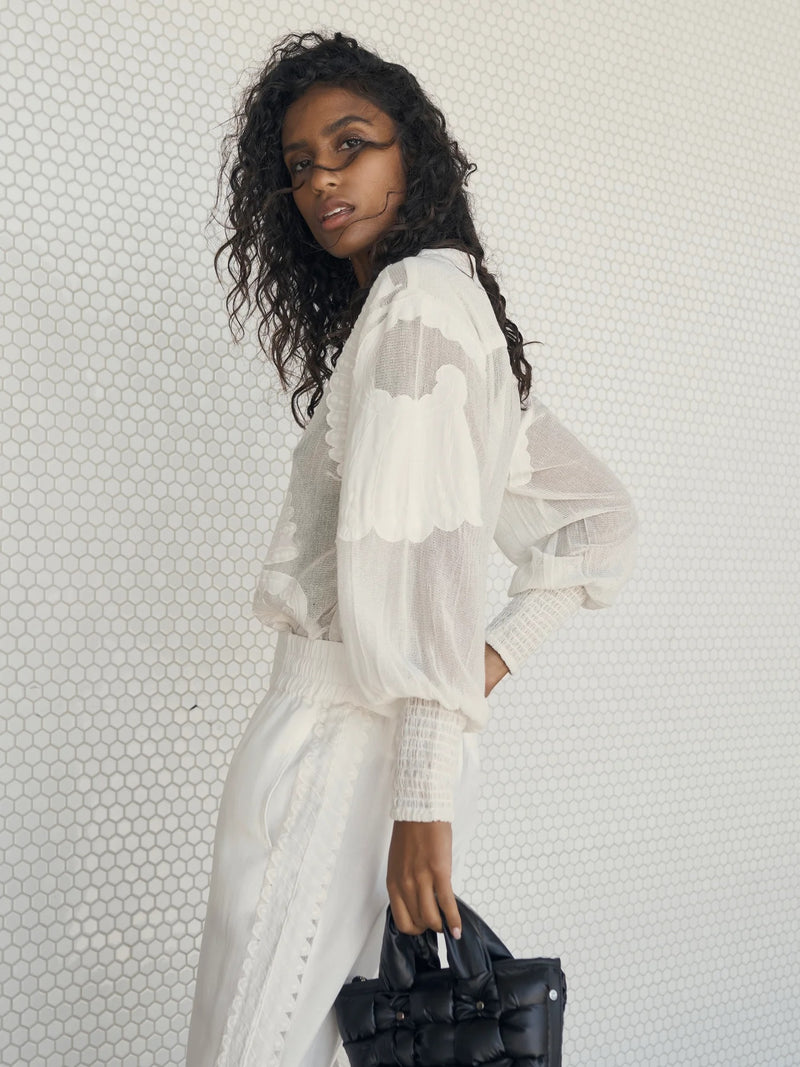 Yaina Embroidered Blouse - Creme