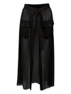 Yve Mesh Wrap Skirt - Black