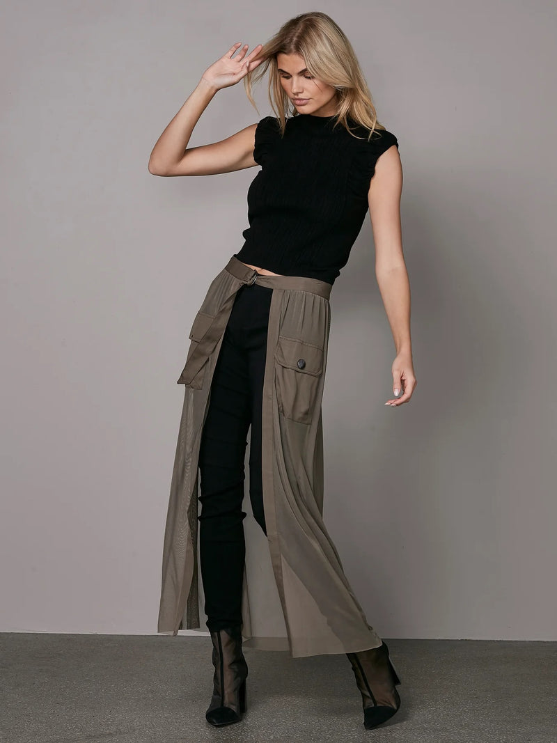 Yve Mesh Wrap Skirt - Mud