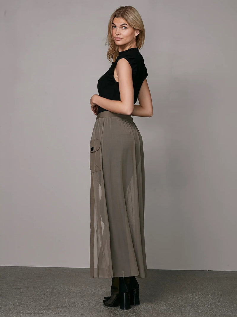 Yve Mesh Wrap Skirt - Mud
