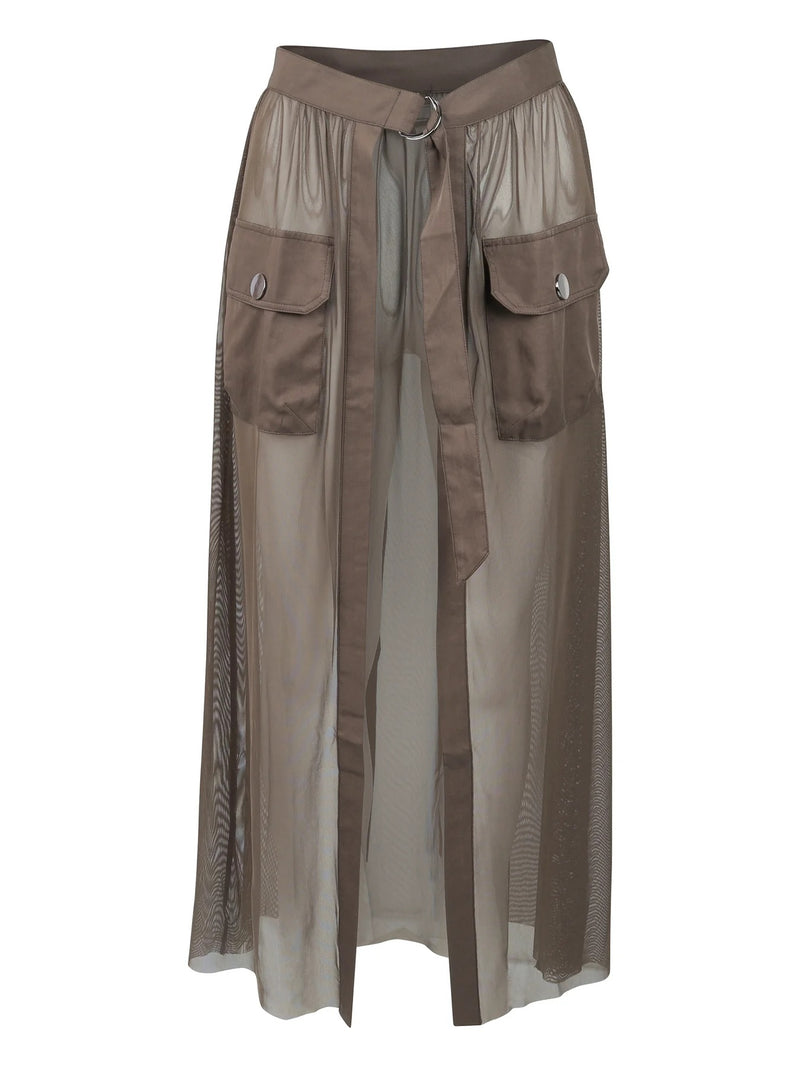Yve Mesh Wrap Skirt - Mud