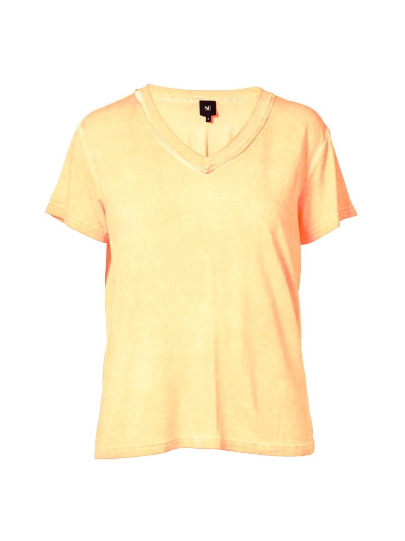 Raw Edge V-Neck T-Shirt - Yellow