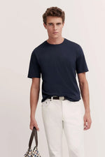 Cotton Crewneck T-Shirt - Navy