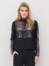 Anna Printed Pullover with Drawstring - Black Mix