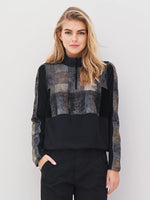 Anna Printed Pullover with Drawstring - Black Mix