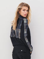 Anna Printed Pullover with Drawstring - Black Mix
