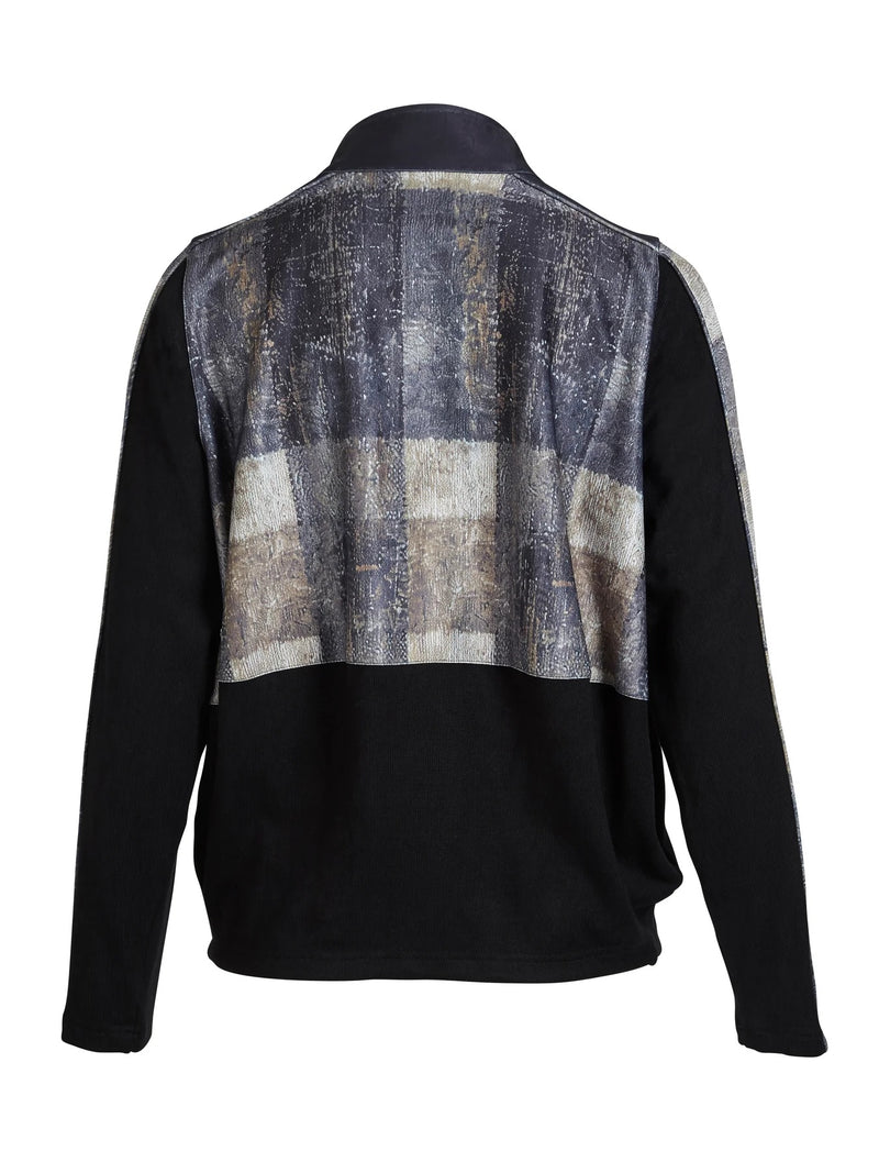 Anna Printed Pullover with Drawstring - Black Mix