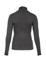 Fitted Turtleneck Top with Ruffled Edges - Grey
