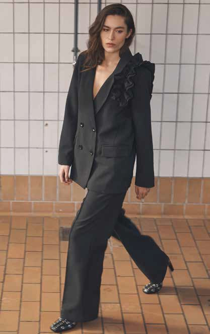 Alina Piped Trousers - Black