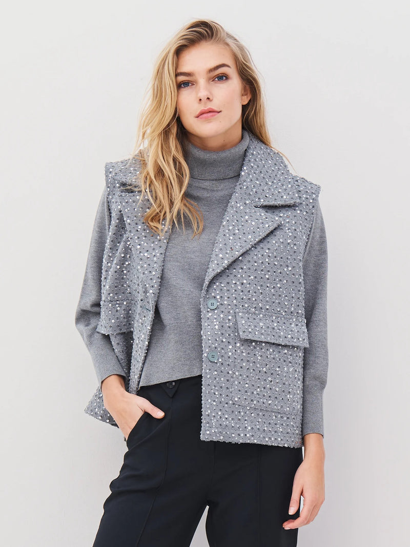 Aston Embellished Vest - Grey
