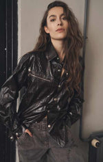 Leather Style Shrit Jacket - Brown