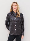 Leather Style Shrit Jacket - Brown