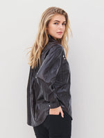 Leather Style Shrit Jacket - Brown