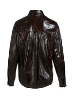 Leather Style Shrit Jacket - Brown