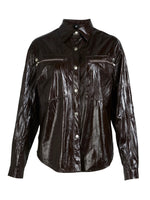 Leather Style Shrit Jacket - Brown