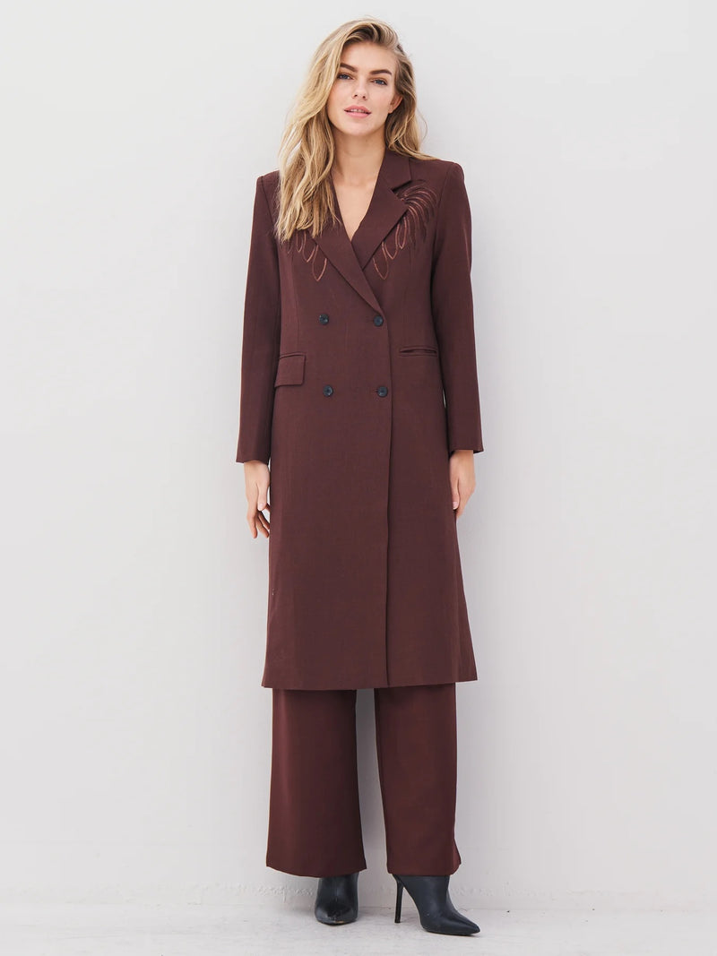 Alicia Long Double Breasted Blazer - Grape
