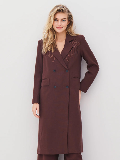 Alicia Long Double Breasted Blazer - Grape