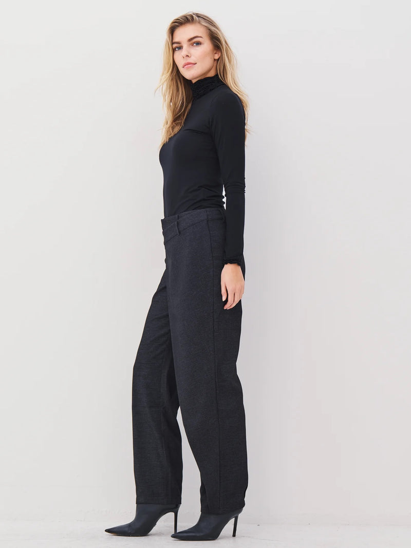 Angela Asymmetric Wrap Trousers - Black Mix