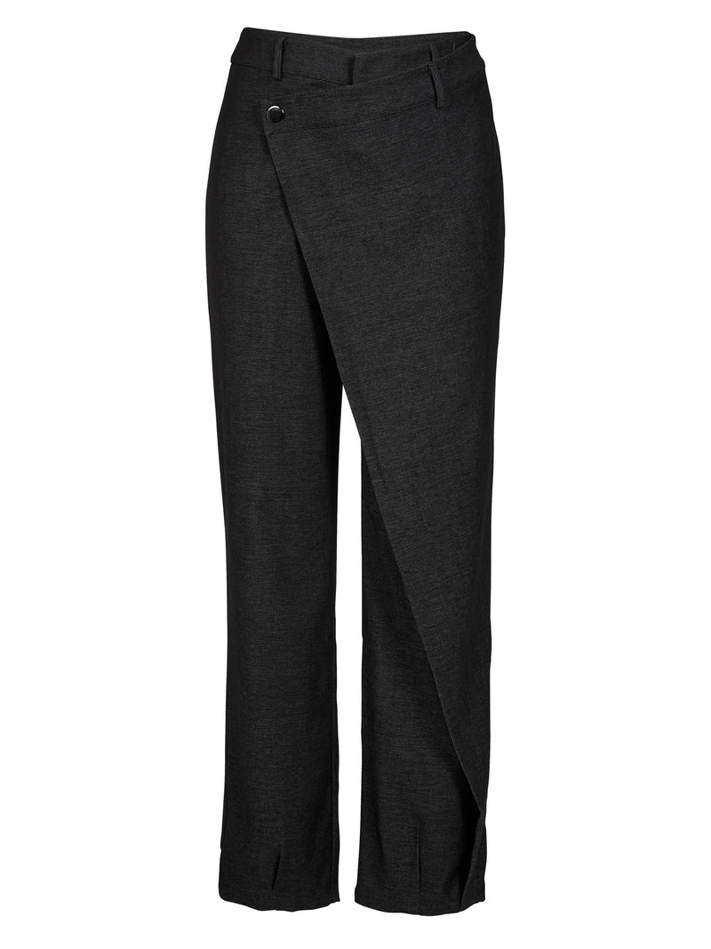 Angela Asymmetric Wrap Trousers - Black Mix