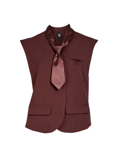 Ariel Tailored Vest with Tie - Grape