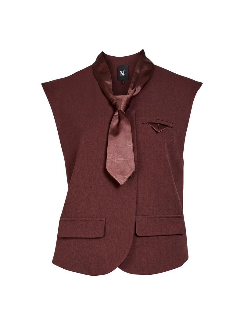 Ariel Tailored Vest with Tie - Grape