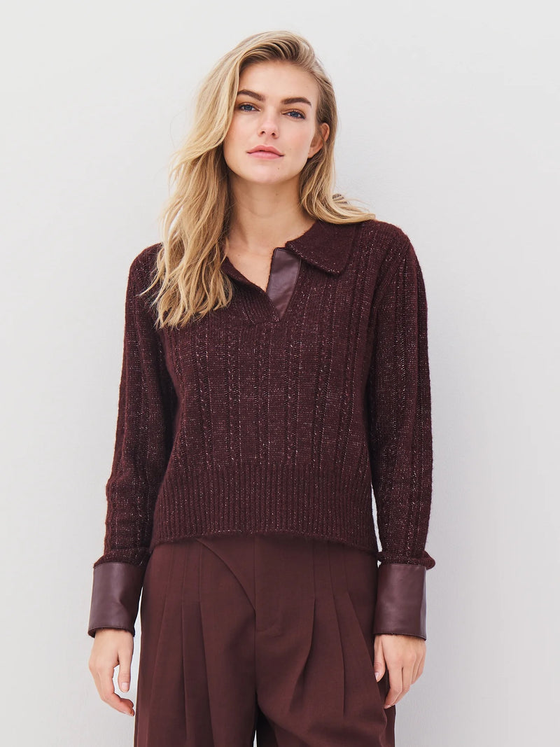 Amia Collared Knit Blouse - Grape