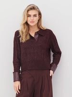 Amia Collared Knit Blouse - Grape