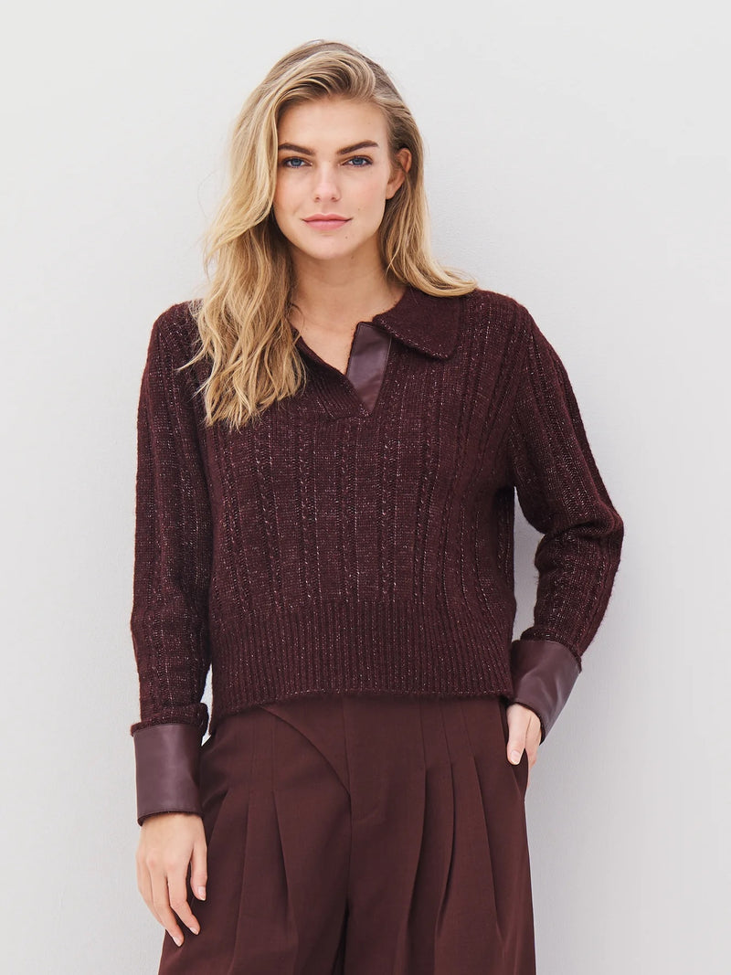 Amia Collared Knit Blouse - Grape
