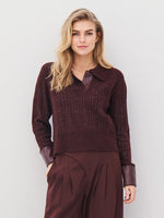 Amia Collared Knit Blouse - Grape
