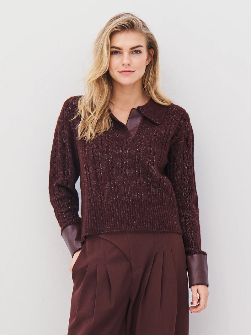 Amia Collared Knit Blouse - Grape