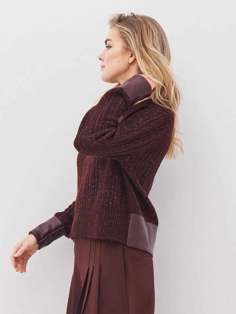 Amia Collared Knit Blouse - Grape