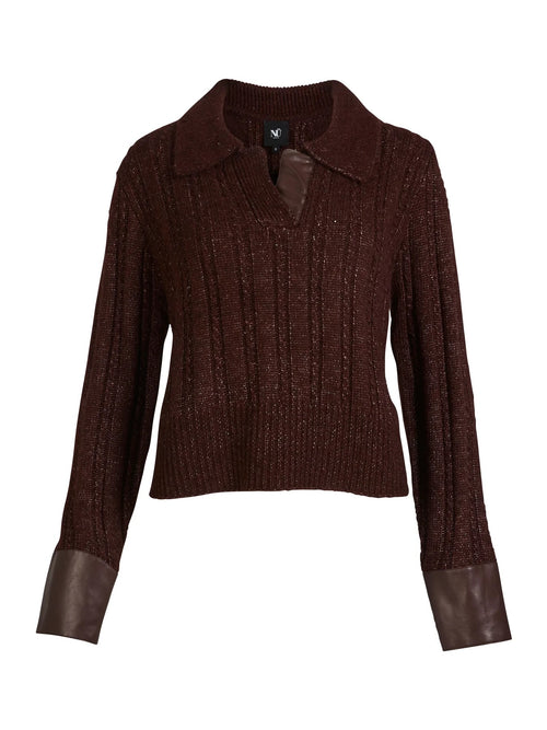 Amia Collared Knit Blouse - Grape