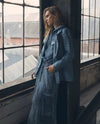 Double Breasted Patterned Blazer - Blue