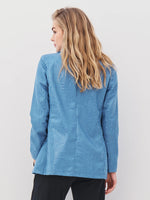Double Breasted Patterned Blazer - Blue