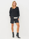 Blake Knit Sweater with Embellished Shoulder - Black