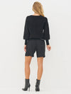 Blake Knit Sweater with Embellished Shoulder - Black