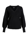 Blake Knit Sweater with Embellished Shoulder - Black