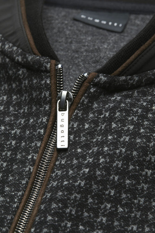 Houndstooth Zip Jacket - Charcoal