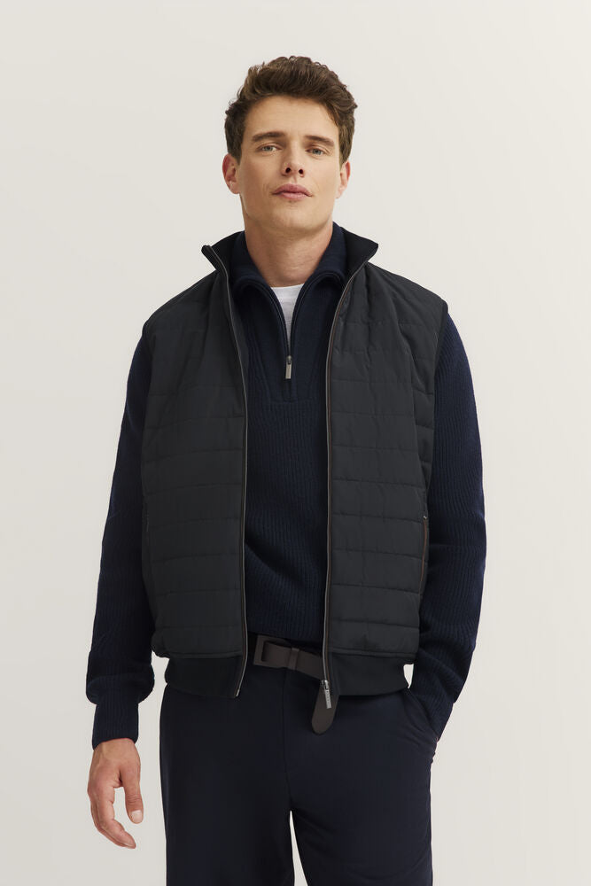 Quilt Zip Jacket - Navy