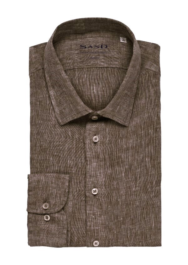 Pure Italian Linen Shirt - Brown